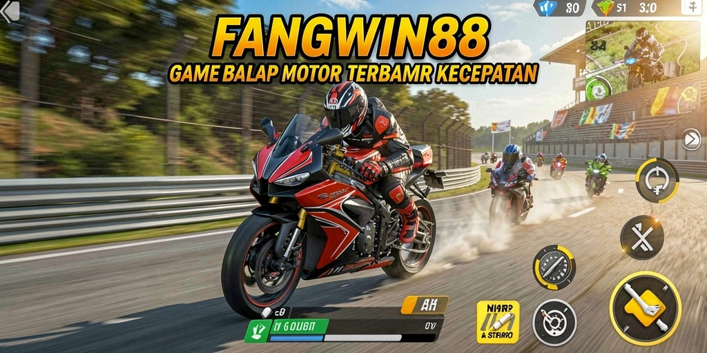 Tampilan gameplay balapan motor yang intens dan menarik.