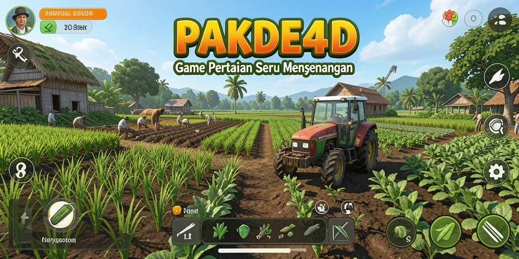 Tampilan gameplay PAKDE4D dengan ladang tanaman yang subur.