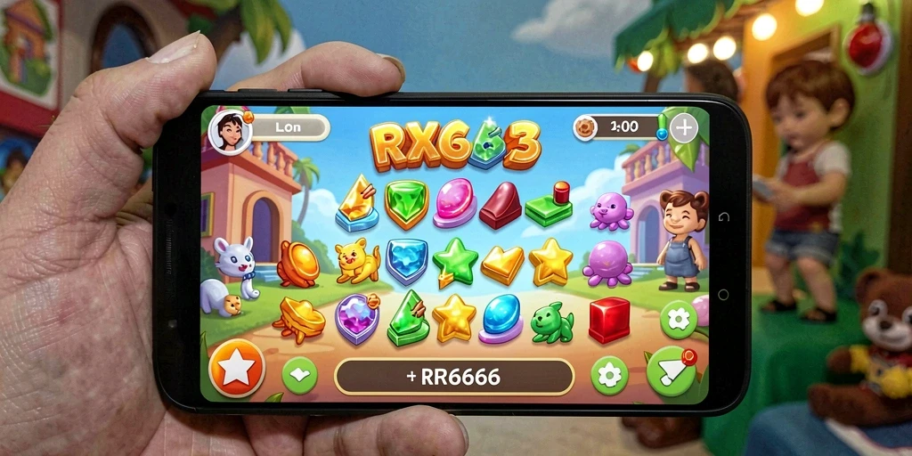 Tangkapan layar dari gameplay seru RR666 dengan aksi Match-3 yang mendebarkan.