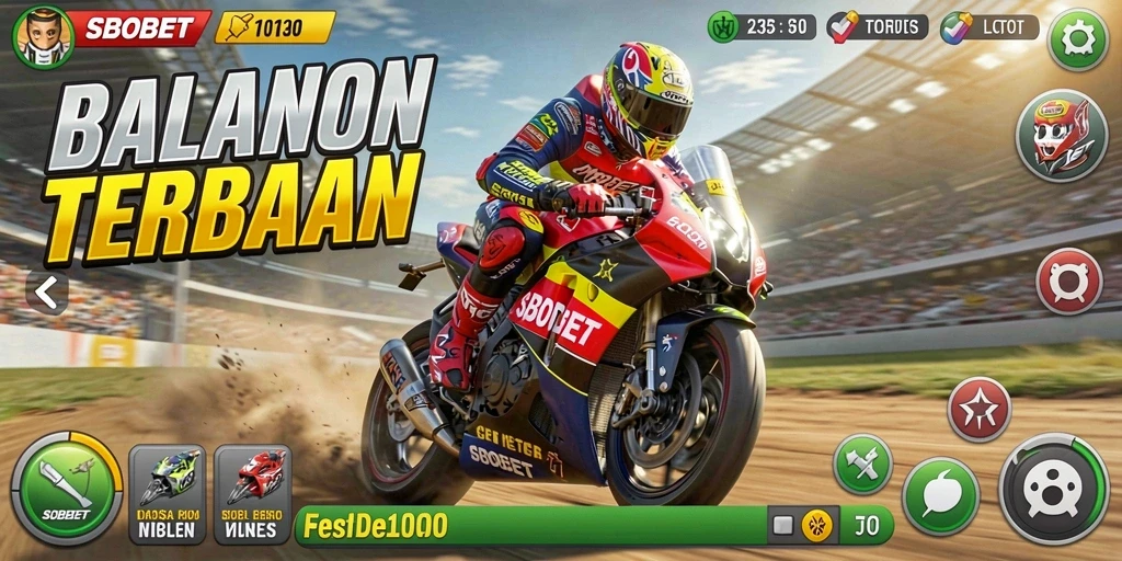 Screenshot SBOBET menampilkan aksi balapan motor yang seru.